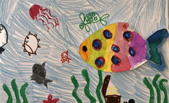 Fish in the sea painting created by a patient Haylee.