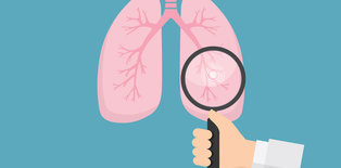 graphic of lungs and magnifying glass